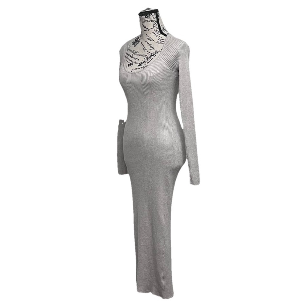 Freshmen 1996 Ribbed Knit Maxi Sweater Dress Women’s Long Sleeve Bodycon XS - Picture 3 of 11